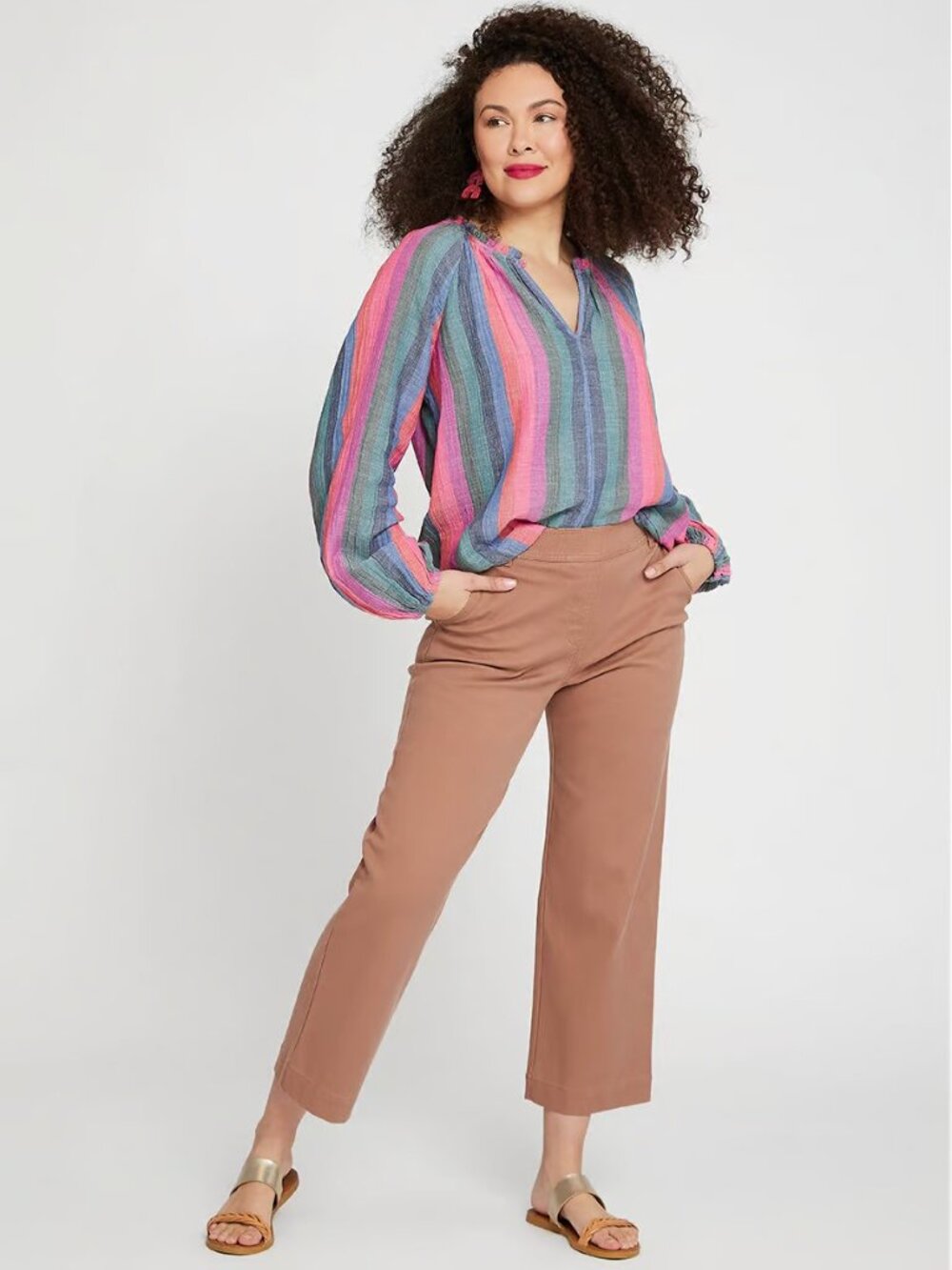 BETABRAND - Burton Wide Leg Crop Chino Pants - XL Long
